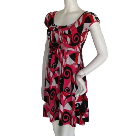 B-WEAR TOO! Dress, Jr M, Swirly Polka dot busy pattern, Short sleeves - Picture 4 of 13